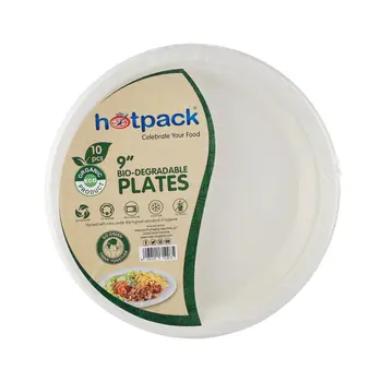 Hotpack Eco-Friendly Biodegradable Plates 10x9 Inch