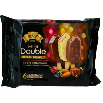London Dairy Mini Double Black Ice Cream 6x60ml