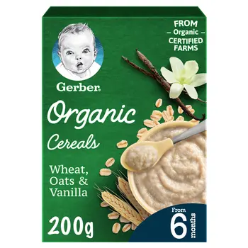 Gerber Organic Wheat Oats & Vanilla Baby Cereal 200g