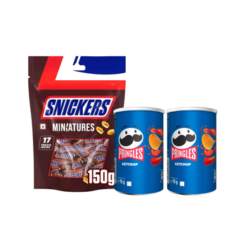Snickers Minis 150g + 2x Pringles Ketchup 70g