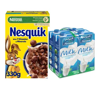 Nestlé Nesquik Chocolate 330g + Almarai Full Fat Milk 4×1L