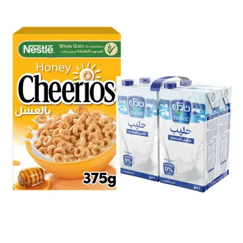 Nestlé Honey Cheerios 375g + Nadec Full Fat Milk 4×1L
