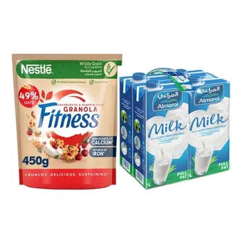 Nestlé Fitness Cranberry Granola 350g + Almarai Full Fat Milk 4×1L