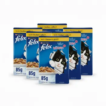 فيليكس طعام قطط بالدجاج في الجيلي 85جم - 6 قطع