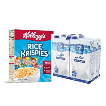 Kellogg's Rice Krispies 375g + Nadec Full Fat Milk 4×1L