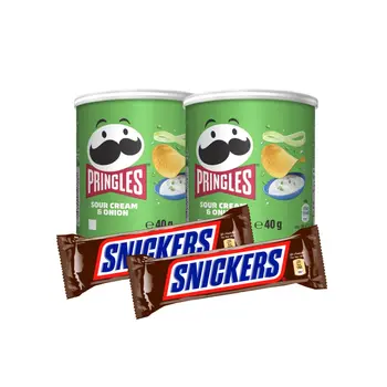 2x Snickers Bar 40g + 2x Pringles Sour 40g