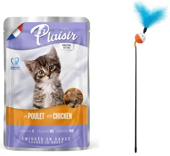 بلايزير لي ريبا كيتن دجاج رطب 100 جم + لعبة ترفيهية للقطط (قطعة واحدة)