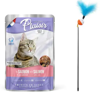 Plaisir Les Repas Salmon & Cod Cat Food 100g + Cat Entertainment Playing Toy 1Piece