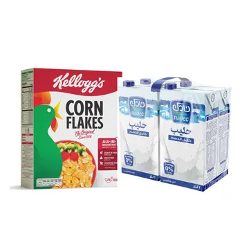 Kellogg's Corn Flakes 375g + Nadec Full Fat Milk 4×1L