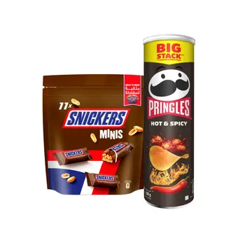 Snickers Minis 198g + Pringles Hot&Spicy 200g