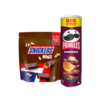 Snickers Minis 198g + Pringles BBQ 200g