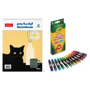 Prima Sketchbook + Crayola Neon Oil Pastels