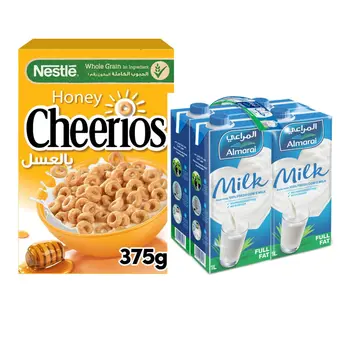 Nestlé Honey Cheerios 375g + Almarai Full Fat Milk 4×1L