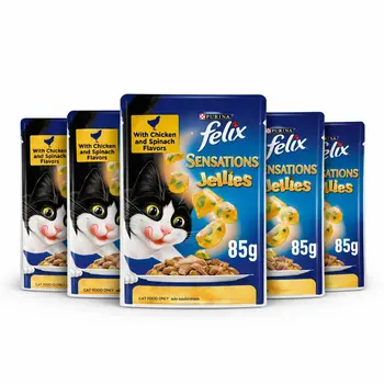 فيليكس دجاج وسبانخ طعام قطط 85جم - 5 قطع