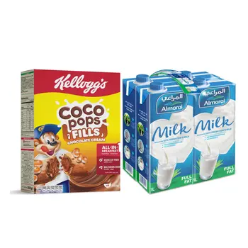 Kellogg's Coco Pops Fills 350g + Almarai Full Fat Milk 4×1L