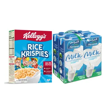 Kellogg's Rice Krispies 375g + Almarai Full Fat Milk 4×1L