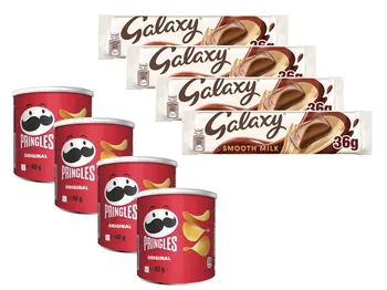 Galaxy Smooth Milk Chocolate 36g 4pcs X Pringles Original Chips 40g 4pcs