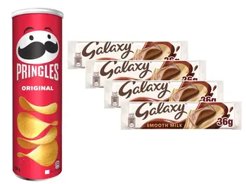 Galaxy Smooth Milk Chocolate 36g 4pcs X Pringles Original Chips 200g