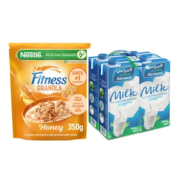 Nestlé Fitness Honey Granola 350g + Almarai Full Fat Milk 4×1L