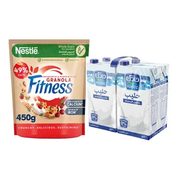 Nestlé Fitness Cranberry Granola 350g + Nadec Full Fat Milk 4×1L