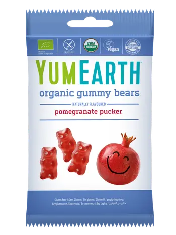 Yumearth Organic Pomegranate Pucker Gummy Bears 50g