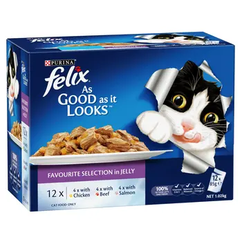 Purina Felix Chicken Beef Salmon Cat Food 12x85g