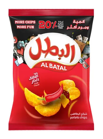 البطل شرائح البطاطس بالفلفل الحار 110 جم + (20% زيادة مجانية)