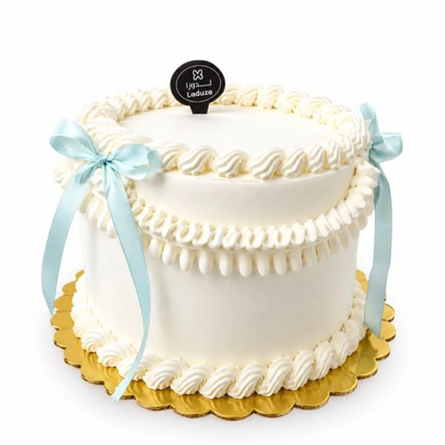 Cake With A Light Blue Ribbon Bow
