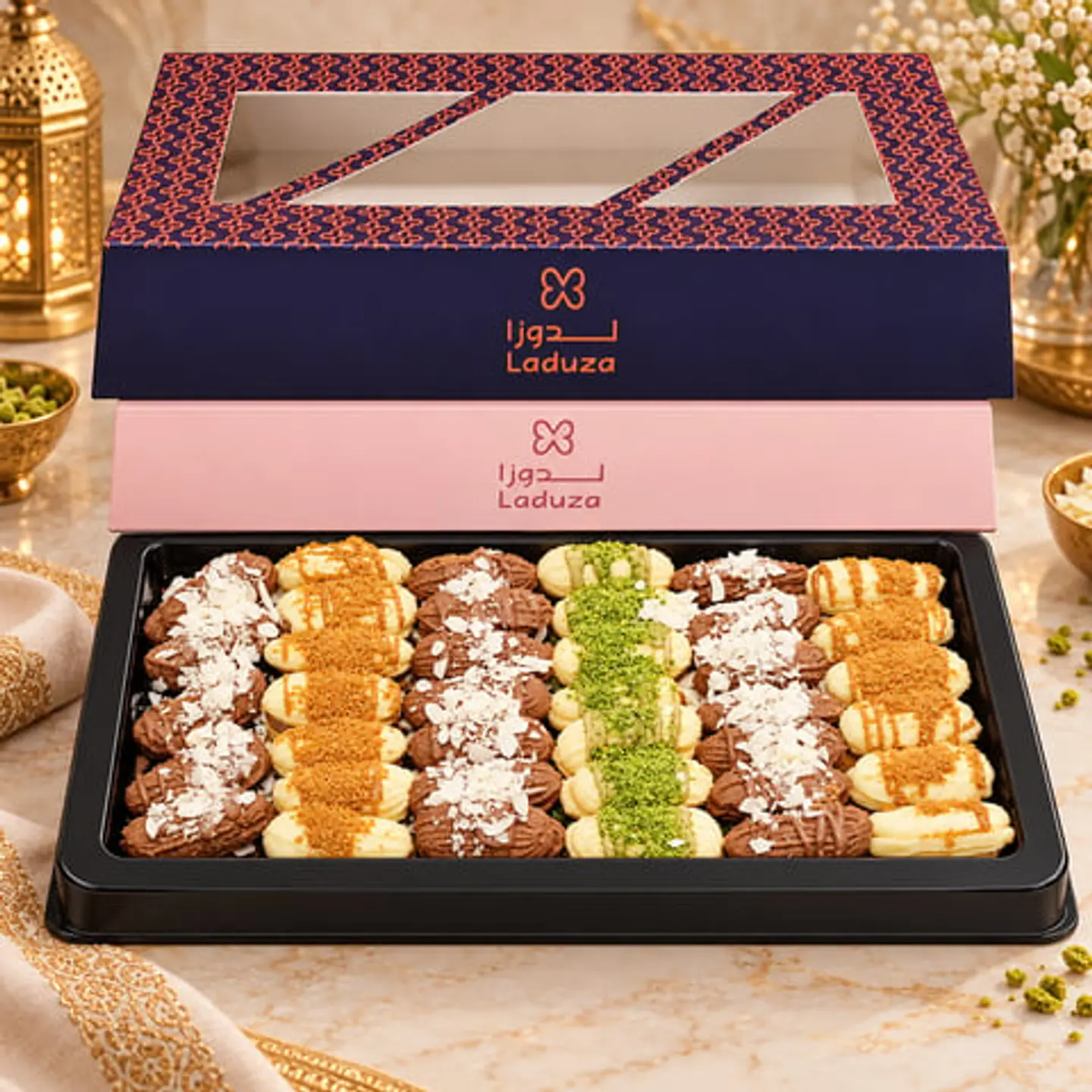 Petit Four Box Assorted Chocolate, Lotus, Pistachio