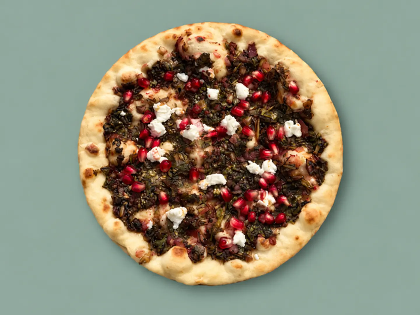 Spinach With Feta And Pomegranate