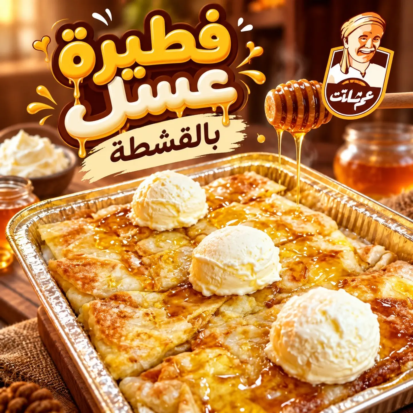 فطير عسل بالقشطة
