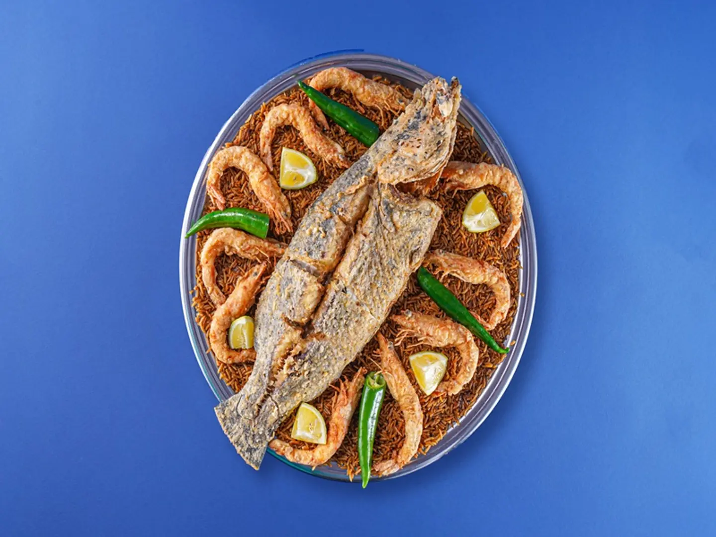 Tray Fried Local Sea Bass With Shrimp
