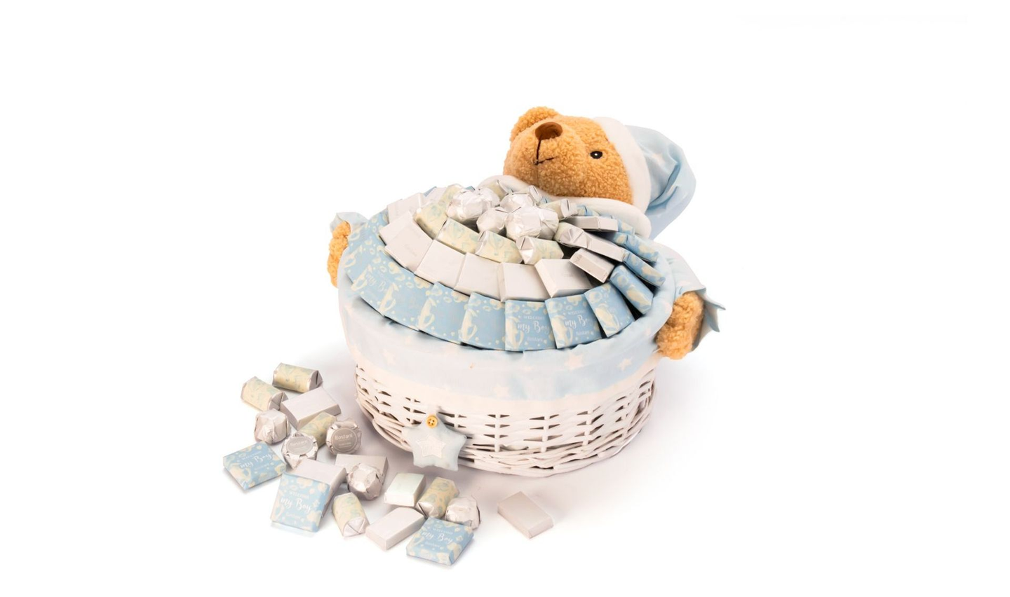 Blue Teddy Bear Baby Basket – 820g