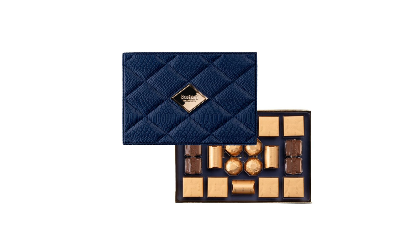 Dark Blue Rectangular Leather Box – 20 Pcs