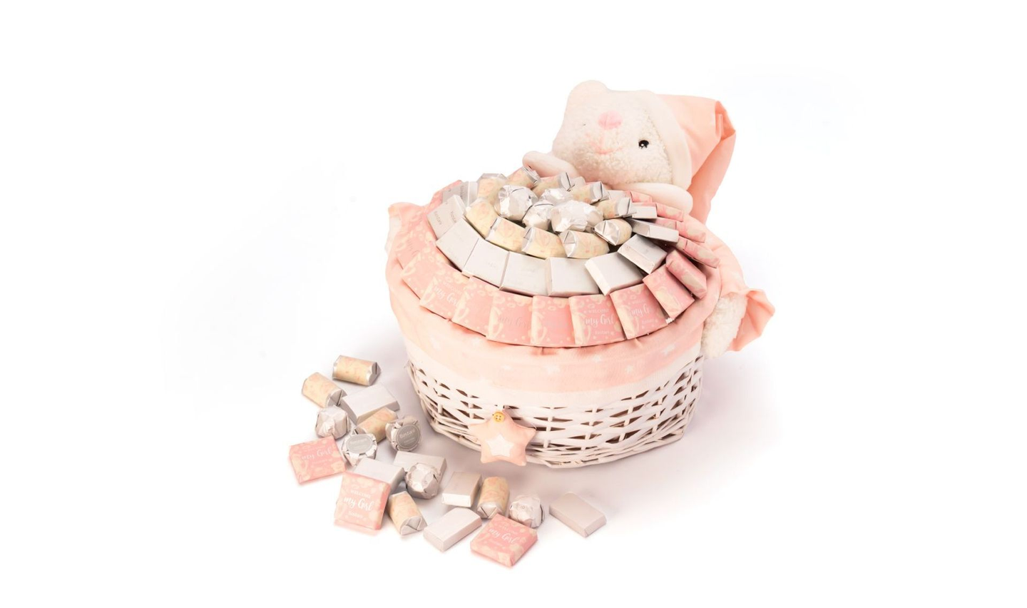 Pink Teddy Bear Baby Basket – 820g
