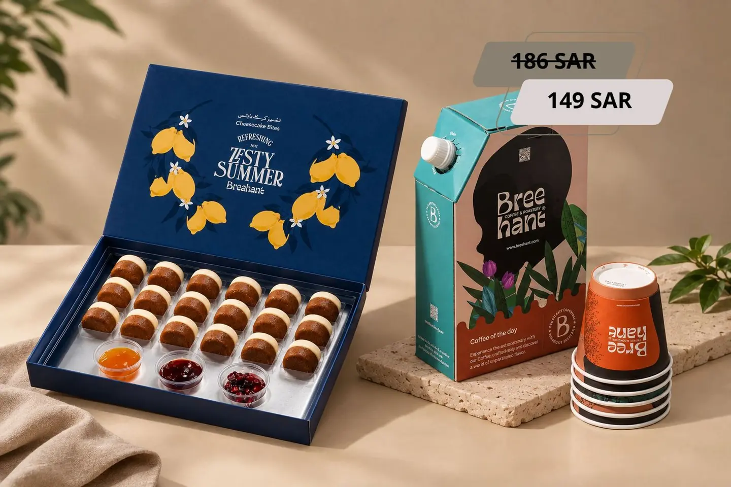 Coffee Day Container With Cheesecake Bites