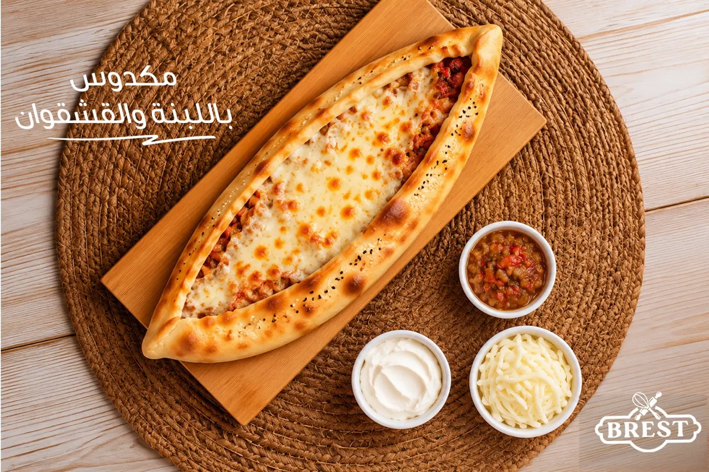 Makdous With Labneh & Kashkawan Cheese Pie