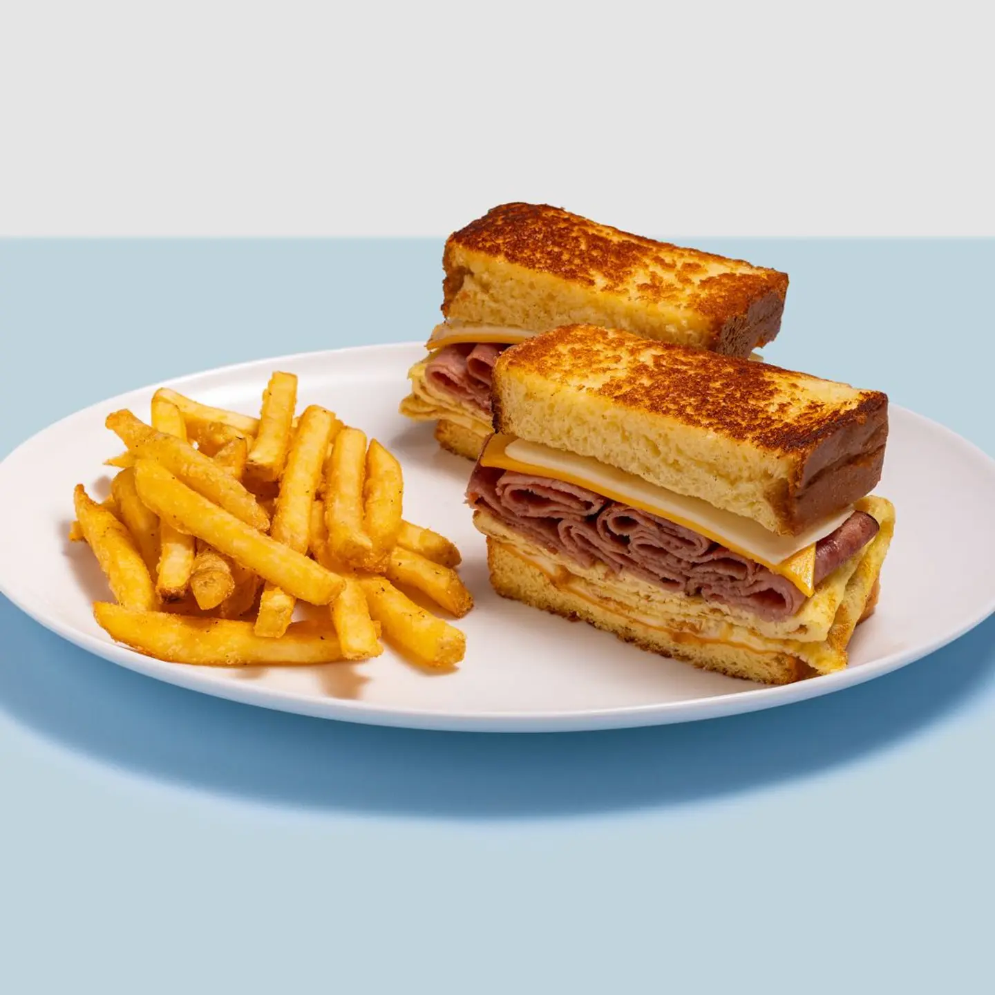 Turkey And Egg Melt Sandwich With Fries