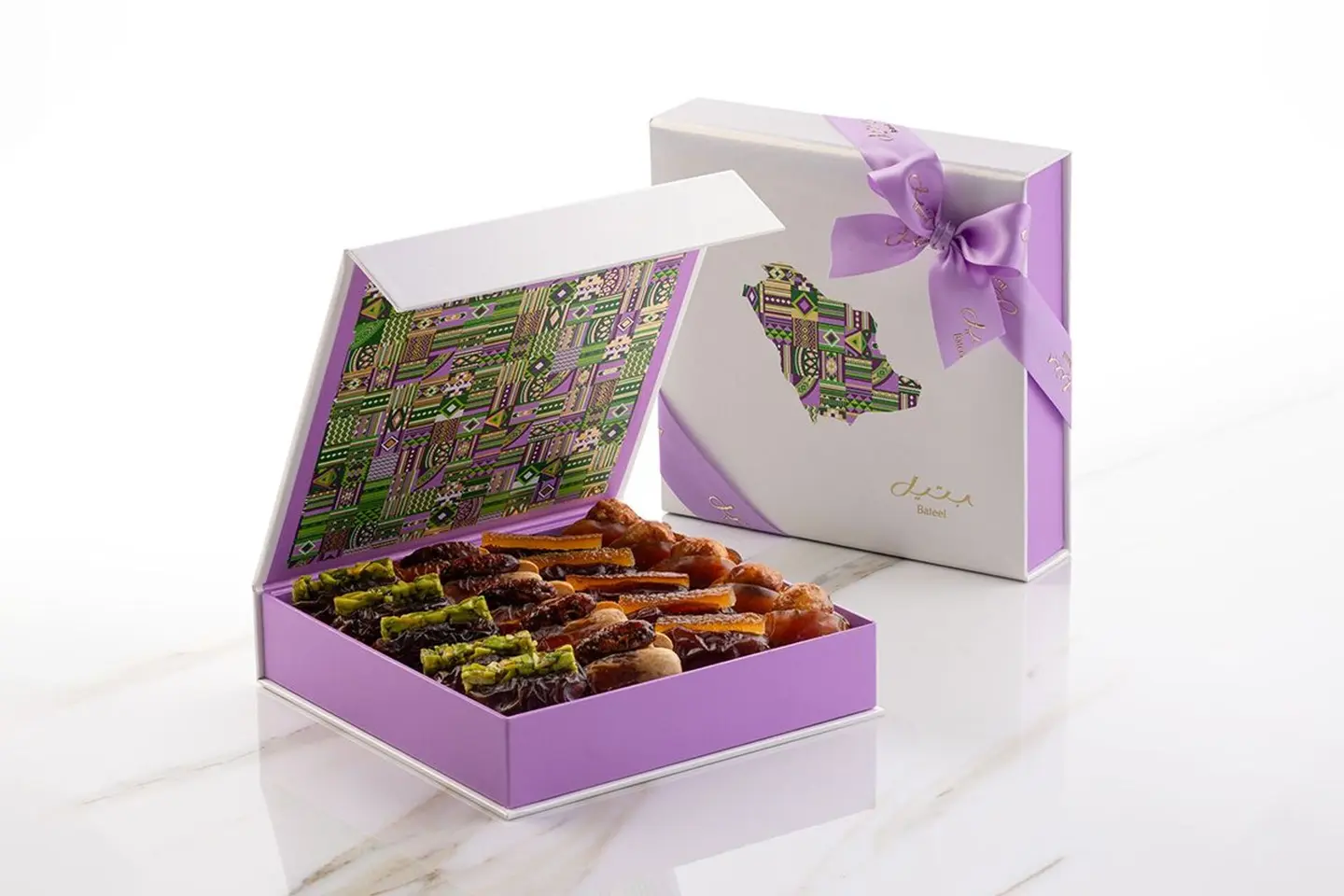 Ksa Watan Box Purple Filled Dates Small