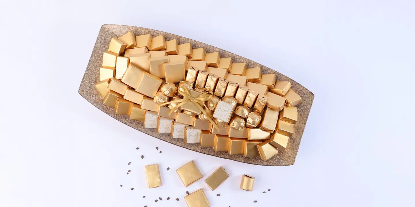 Golden Ribbed Chocolate Wrapper Tray