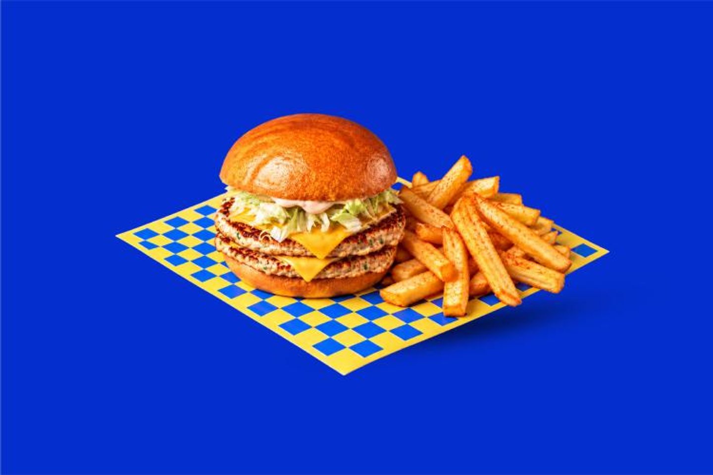 Double Grill Chicken Burger With Fries