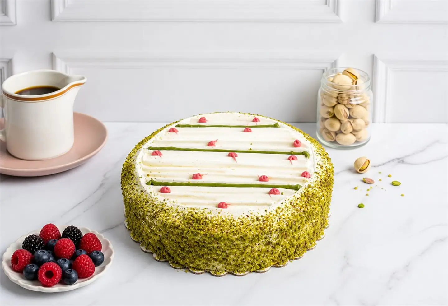 Strawberry Pistachio Ice Cream Cake