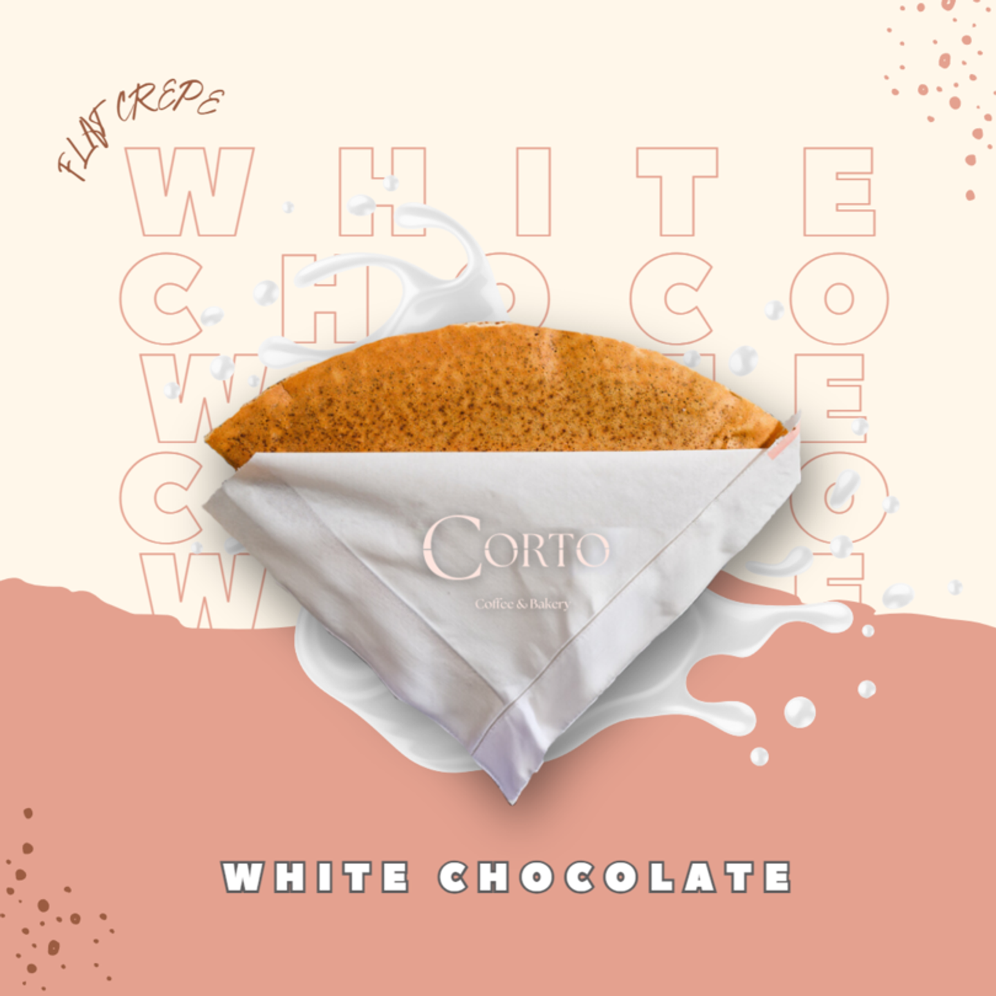 Flat Crunchy Crepe With White Chocolate Sauce