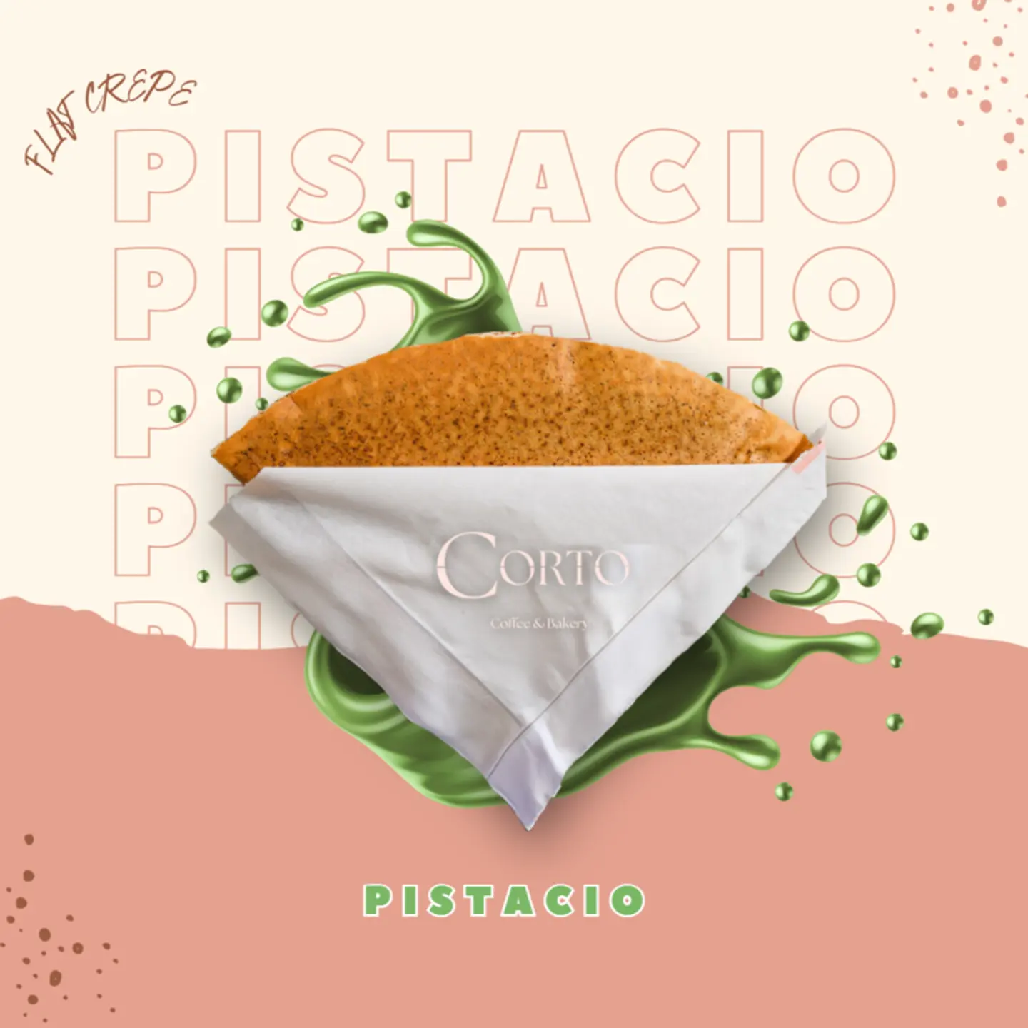 Flat Crunchy Crepe With Pistacho Sauce