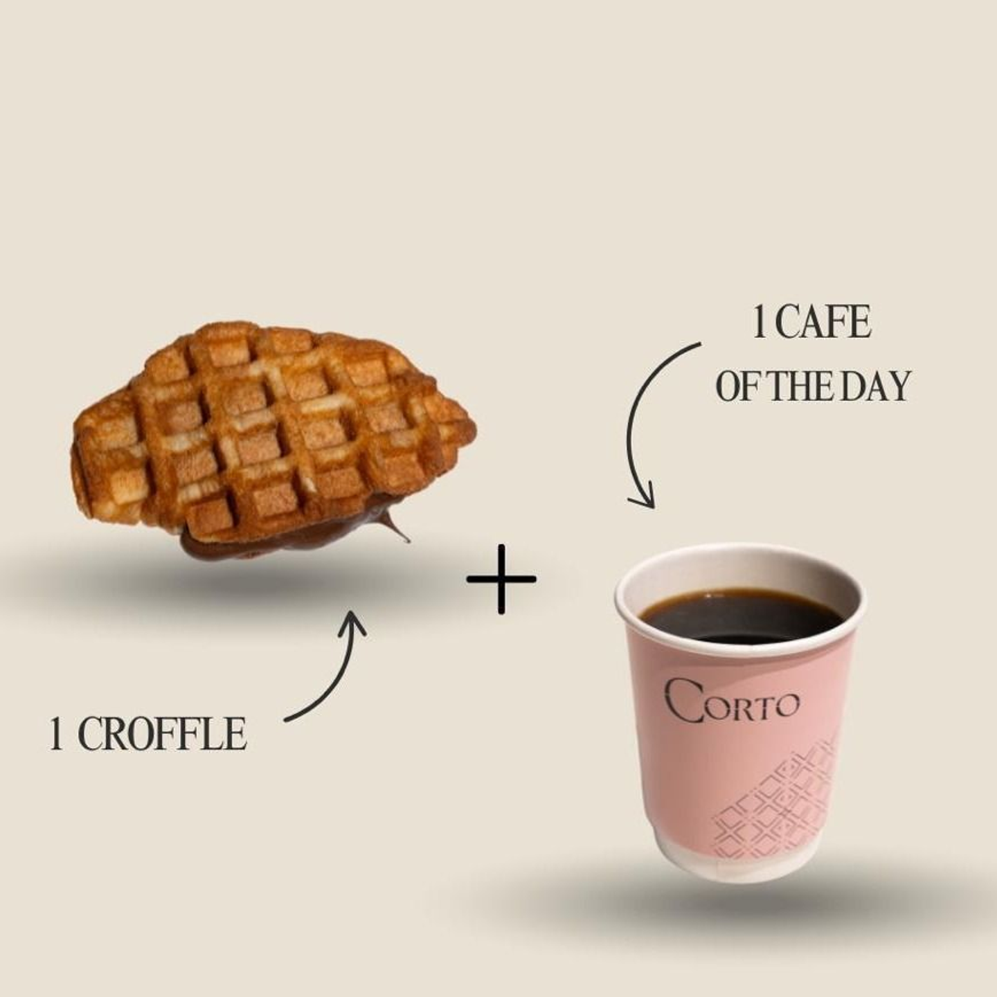 Croffle Box With Coffe Of Day One Person