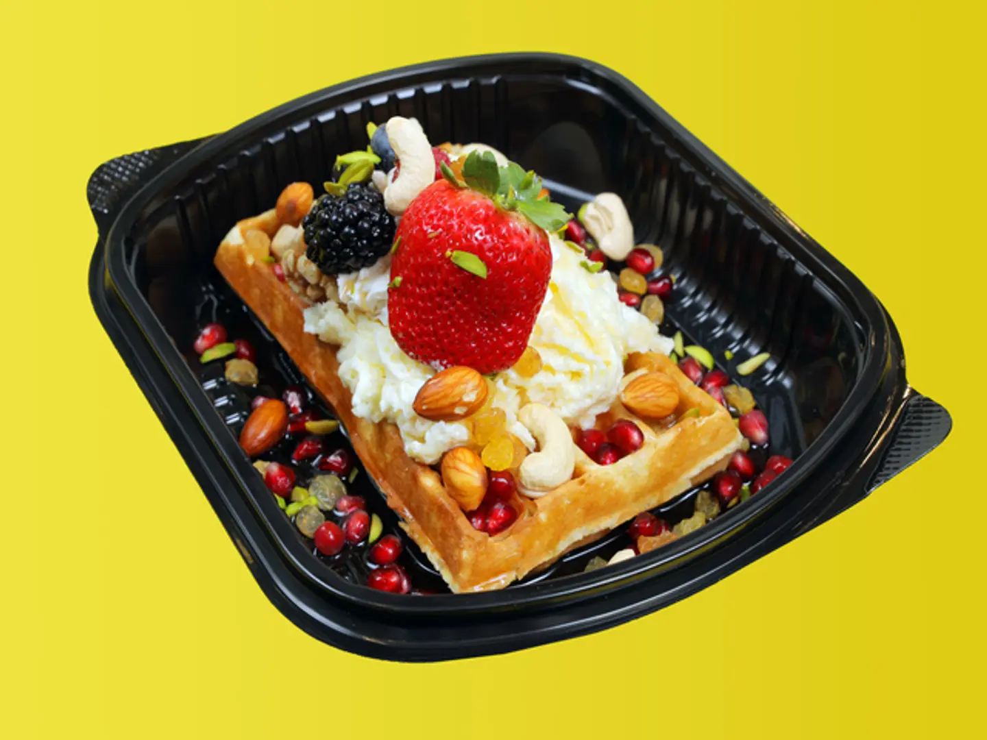 Cream, Honey And Nuts Waffle