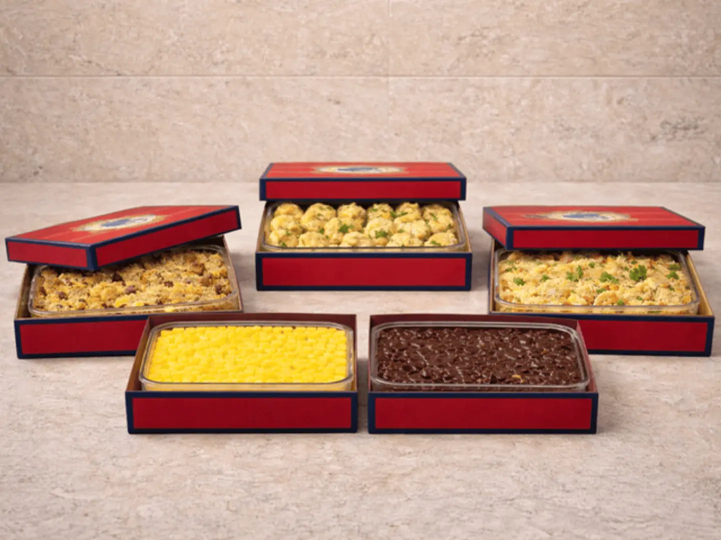 Offer: Three Dishes + Two Sides + Dessert