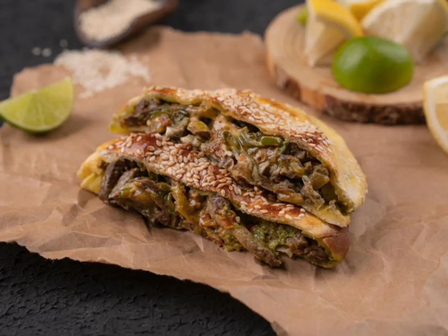 فطيرة كبده طحينية