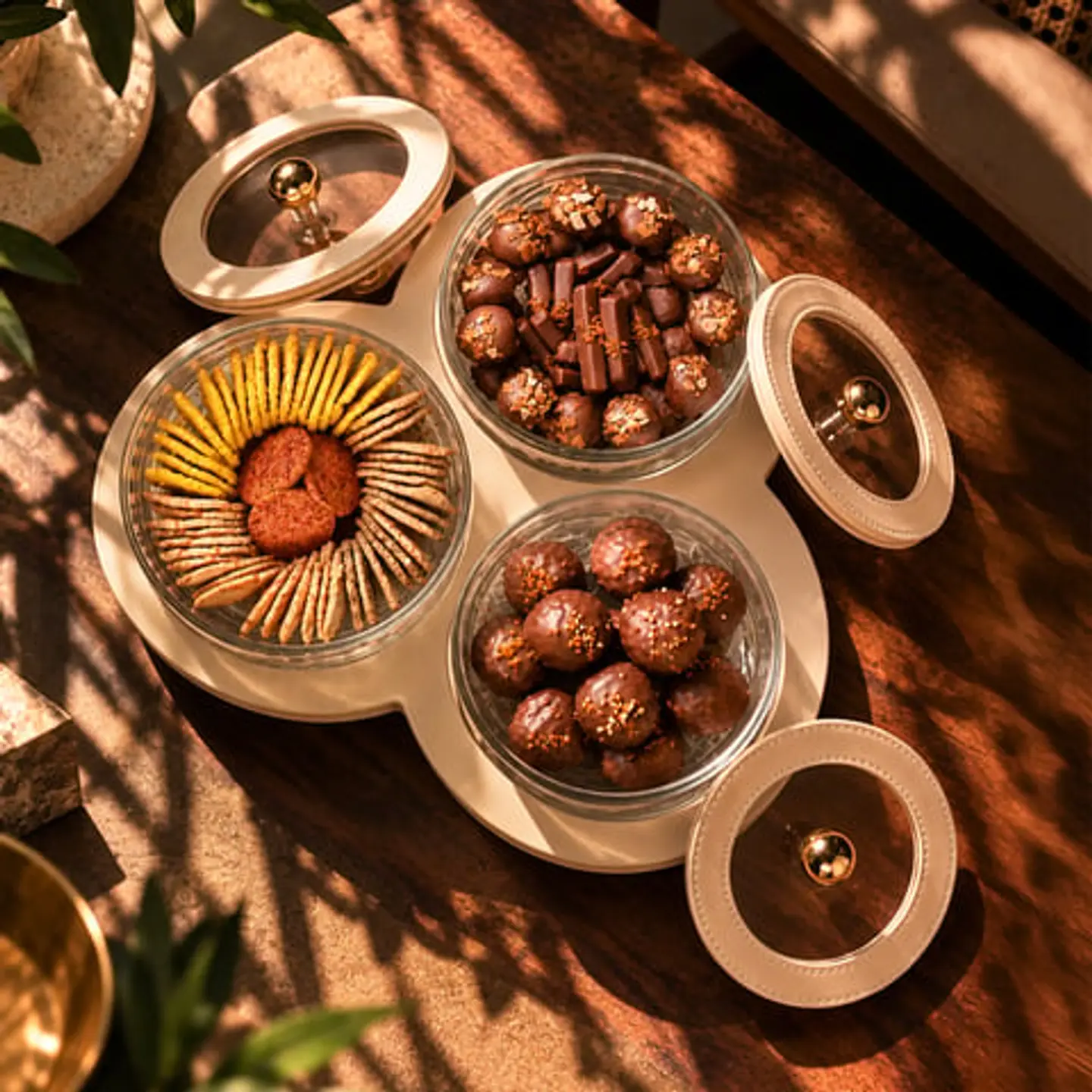 صينية جلد مبطنة فاخرة 03003628