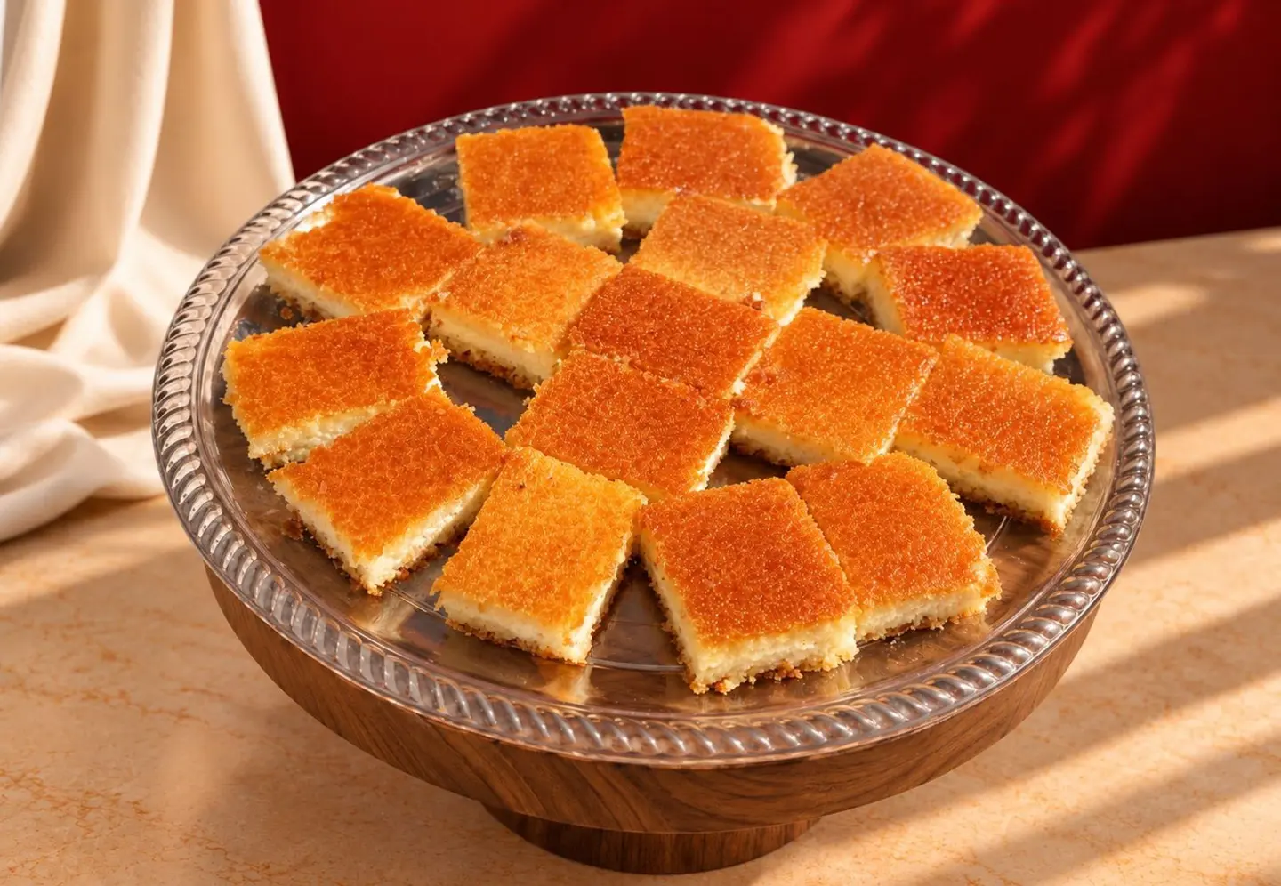 بسبوسة بالقشطة دائريه